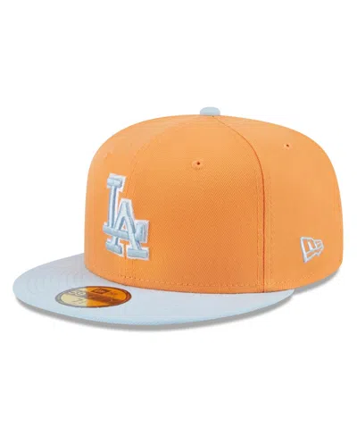New Era Men's Orange/light Blue Los Angeles Dodgers Spring Color Basic Two-tone 59fifty Fitted Hat In Orange,light Blue