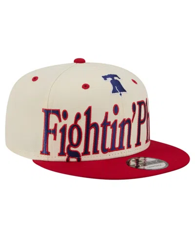 New Era Men's Philadelphia Phillies Oversized Slogan 9fifty Snapback Baseball Cap In Cream