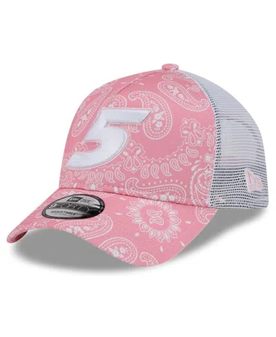 New Era Men's Pink Kyle Larson 9forty A-frame Trucker Paisley Adjustable Hat