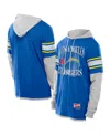 New Era Men's Powder Blue Los Angeles Chargers Twofer Layered Long Sleeve Hoodie T-shirt In Blue