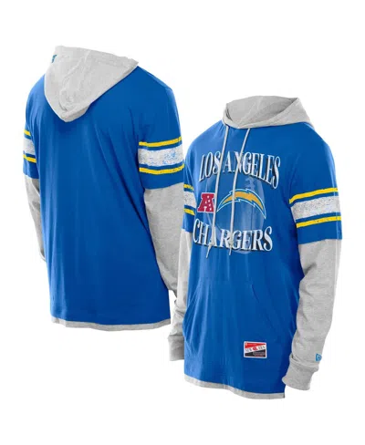 New Era Men's Powder Blue Los Angeles Chargers Twofer Layered Long Sleeve Hoodie T-shirt