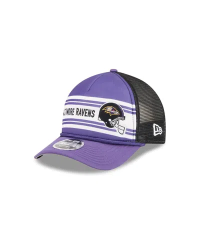 New Era Men's Purple Baltimore Ravens Linear A-frame 9forty Adjustable Hat In Red