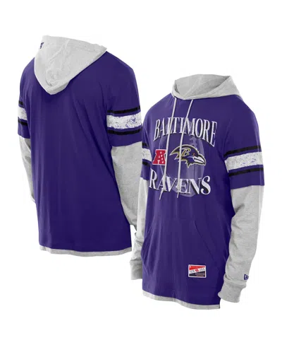 New Era Men's Purple Baltimore Ravens Twofer Layered Long Sleeve Hoodie T-shirt