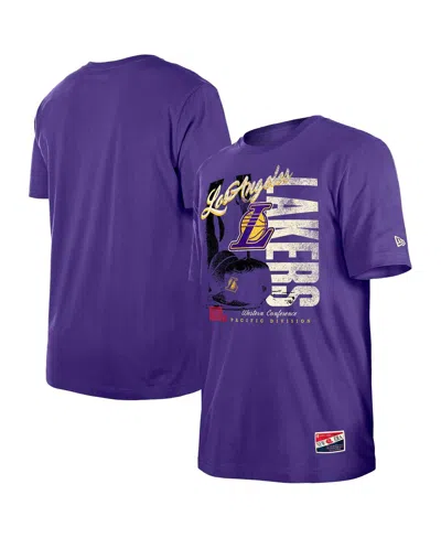 New Era Men's Purple Los Angeles Lakers Distressed Throwback Vintage Color Pack T-shirt