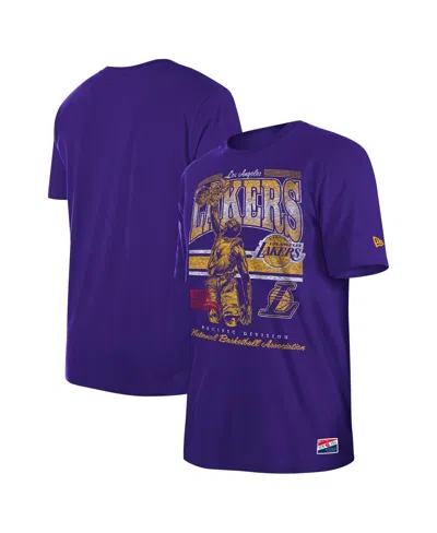 New Era Men's Purple Los Angeles Lakers Enzyme Wash Oversized T-shirt In Blue