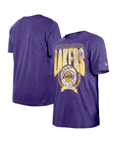 New Era Men's Purple Los Angeles Lakers Hardwood Classics Oversized Boxy Mineral Wash T-shirt
