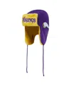 New Era Men's Purple Minnesota Vikings Helmet Head Trapper Knit Hat In Yellow