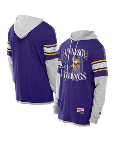 New Era Men's Purple Minnesota Vikings Twofer Layered Long Sleeve Hoodie T-shirt