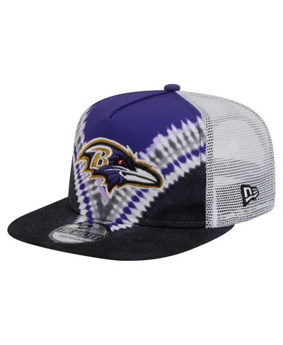 New Era Men's Purple/black Baltimore Ravens Throwback Dye Golfer Snapback Hat In Purple,black