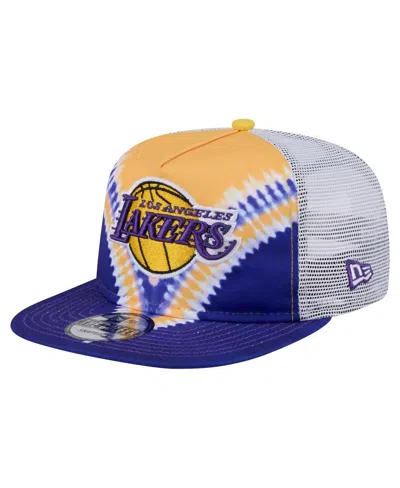 New Era Men's Purple/gold Los Angeles Lakers Throwback Dye Golfer Snapback Hat