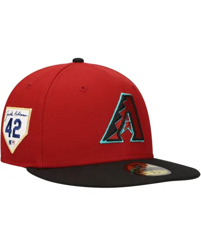 New Era Men's Red Arizona Diamondbacks Jackie Robinson Day Side Patch 59fifty Fitted Hat In Black