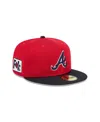 New Era Men's Navy/red Atlanta Braves National Baseball Hall Of Fame 59fifty Fitted Hat In Red