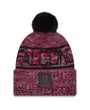 New Era Men's Red Atlanta Falcons 2025 Sideline Cold Weather Cuffed Pom With Knit Hat In Pink