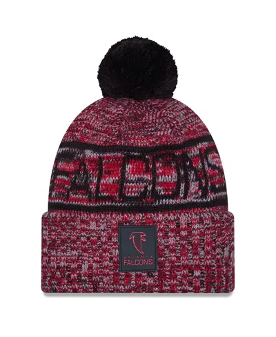 New Era Men's Red Atlanta Falcons 2025 Sideline Cold Weather Cuffed Pom With Knit Hat In Pink