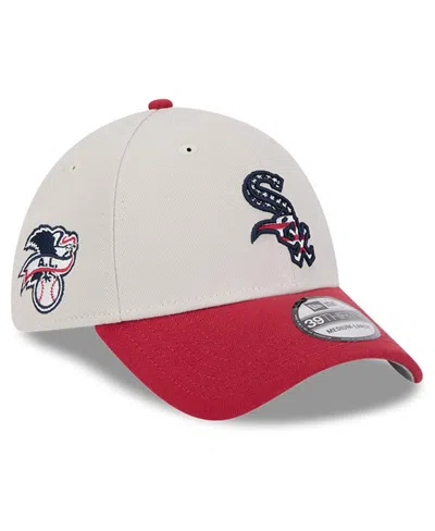New Era Men's Red Chicago White Sox 2024 Fourth Of July 39thirty Flex Hat In Khaki