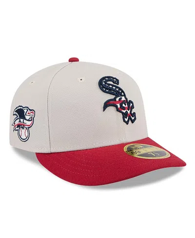 New Era Men's Red Chicago White Sox 2024 Fourth Of July Low Profile 59fifty Fitted Hat In Khaki