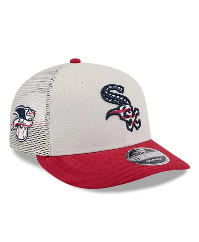 New Era Men's Red Chicago White Sox 2024 Fourth Of July Trucker Low Profile 9fifty Snapback Hat In Khaki