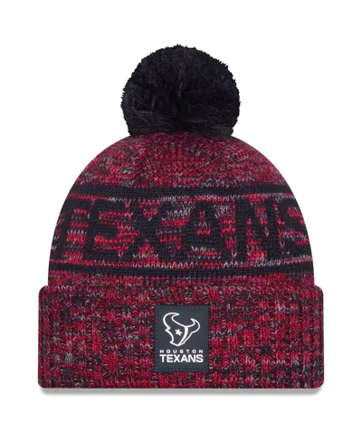 New Era Men's Red Houston Texans 2025 Sideline Cold Weather Cuffed Pom With Knit Hat In Multi