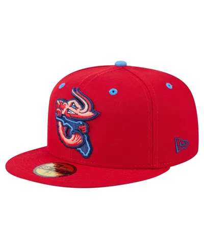 New Era Men's Red Jacksonville Jumbo Shrimp Authentic Collection 59fifty Fitted Hat