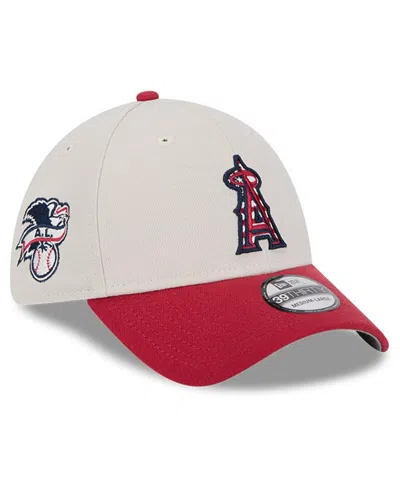 New Era Men's Red Los Angeles Angels 2024 Fourth Of July 39thirty Flex Hat In Khaki