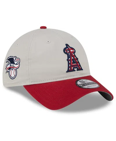 New Era Men's Red Los Angeles Angels 2024 Fourth Of July 9twenty Adjustable Hat In Khaki