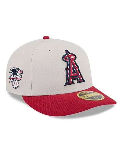 New Era Men's Red Los Angeles Angels 2024 Fourth Of July Low Profile 59fifty Fitted Hat In Khaki