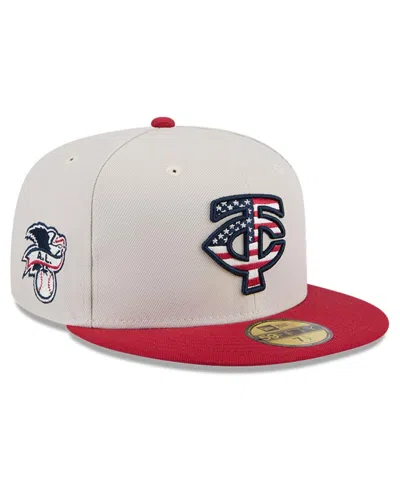 New Era Men's Red Minnesota Twins 2024 Fourth Of July Low Profile 59fifty Fitted Hat In Khaki