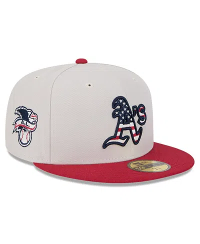 New Era Men's Red Oakland Athletics 2024 Fourth Of July 59fifty Fitted Hat In Khaki