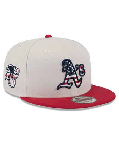 New Era Men's Red Oakland Athletics 2024 Fourth Of July 9fifty Snapback Hat In Khaki