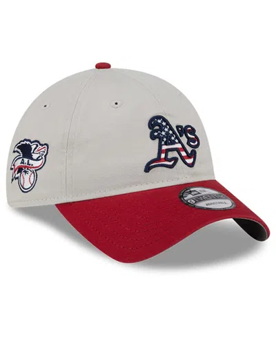 New Era Men's Red Oakland Athletics 2024 Fourth Of July 9twenty Adjustable Hat In Khaki