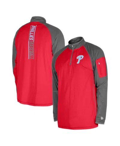 New Era Men's Red Philadelphia Phillies Father's Day Raglan Quarter-zip Top
