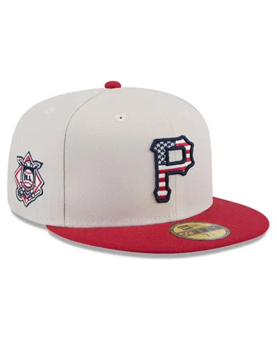 New Era Men's Red Pittsburgh Pirates 2024 Fourth Of July 59fifty Fitted Hat In Khaki