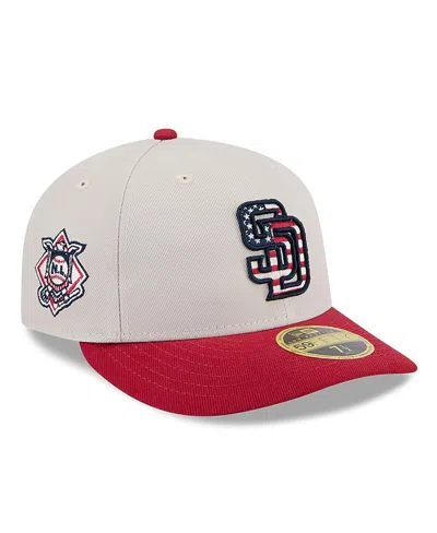 New Era Men's Red San Diego Padres 2024 Fourth Of July Low Profile 59fifty Fitted Hat In Khaki