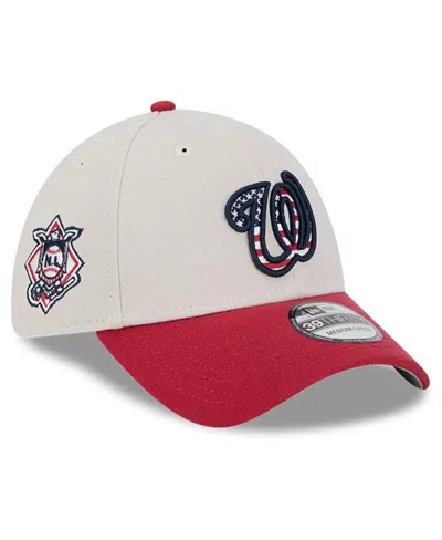 New Era Men's Red Washington Nationals 2024 Fourth Of July 39thirty Flex Hat In Khaki