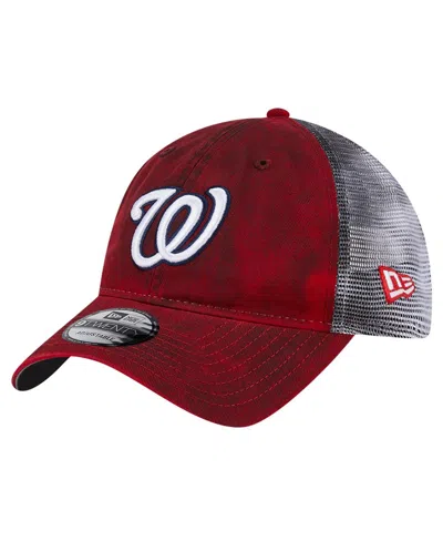 New Era Men's Red Washington Nationals Team Slick Trucker 9twenty Adjustable Hat
