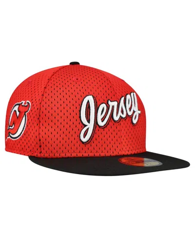 New Era Men's Red/black New Jersey Devils Mesh Crown Two-tone 59fifty Fitted Hat