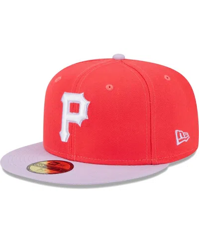 New Era Men's Red/lavender Pittsburgh Pirates Spring Color Two-tone 59fifty Fitted Hat In Red Lavend