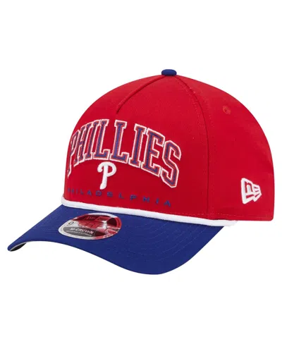 New Era Men's Red/royal Philadelphia Phillies Arch 9forty A-frame M-crown Adjustable Hat