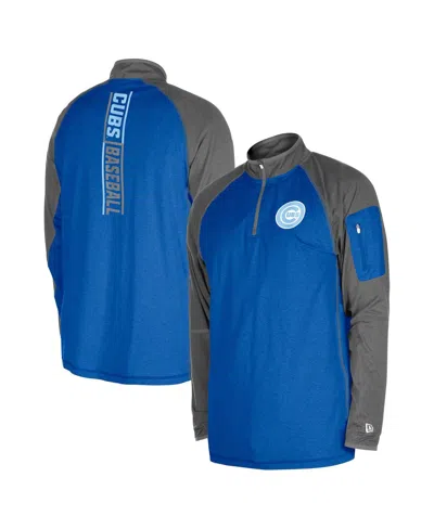 New Era Men's Royal Chicago Cubs Father's Day Raglan Quarter-zip Top