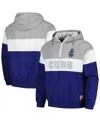 NEW ERA MEN'S ROYAL CHICAGO CUBS RIPSTOP RAGLAN QUARTER-ZIP HOODIE WINDBREAKER JACKET