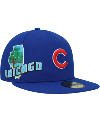 New Era Men's Royal Chicago Cubs Stateview 59fifty Fitted Hat
