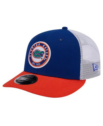 New Era Men's Royal Florida Gators Throwback Circle Patch 9fifty Trucker Snapback Hat In Blue
