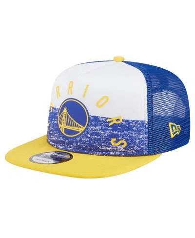 New Era Men's Royal Golden State Warriors Arch A-frame Trucker 9fifty Snapback Hat