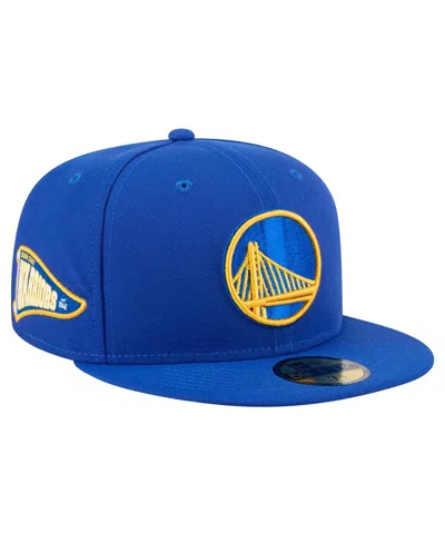 New Era Men's Royal Golden State Warriors Throwback Pennant 59fifty Fitted Hat