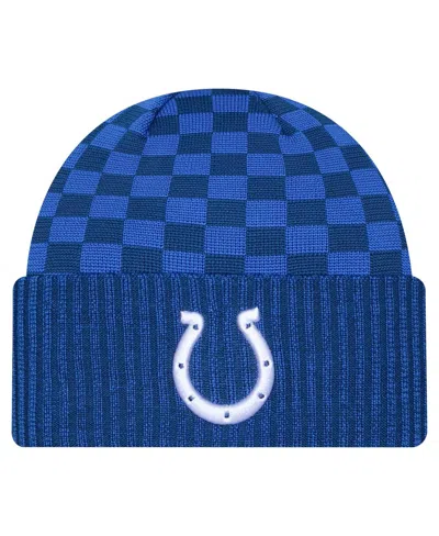 New Era Men's Royal Indianapolis Colts Checkered Cuffed Knit Hat In Blue