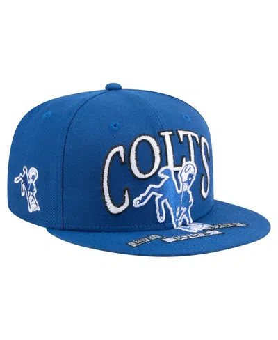 New Era Men's Royal Indianapolis Colts Throwback Oversized 59fifty Fitted Hat In Blue