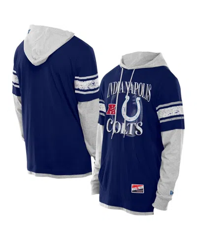 New Era Men's Royal Indianapolis Colts Twofer Layered Long Sleeve Hoodie T-shirt In Blue