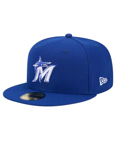 New Era Men's Royal Miami Marlins White Logo 59fifty Fitted Hat
