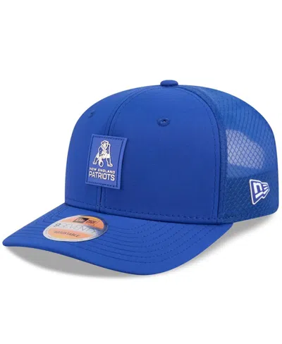 New Era Men's Royal New England Patriots 2025 Sideline Throwback 9seventy Trucker Adjustable Hat In Blue