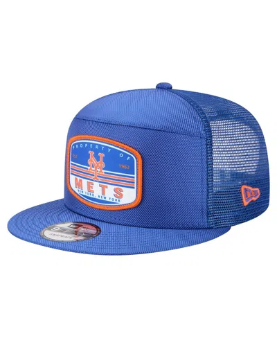 New Era Men's Royal New York Mets Split Panel 9fifty Trucker Snapback Hat In Blue